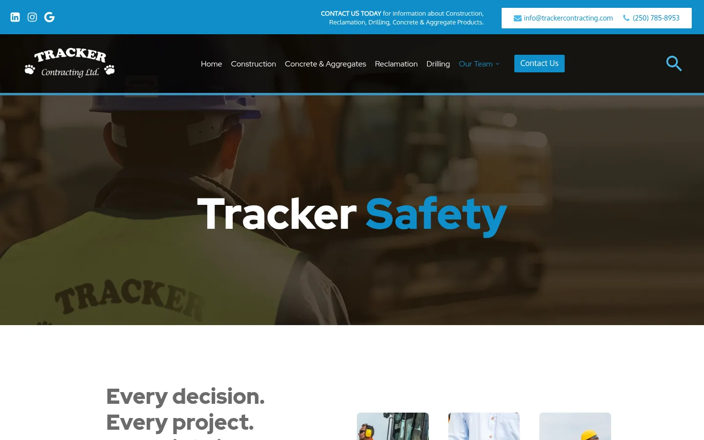 Tracker Contracting safety page
